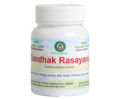 Gandhak Rasayana Adarsh Ayurvedic, 40 ग्राम ~ 100 गोलियाँ