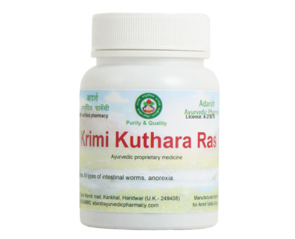 Krimi kuthara Ras Adarsh Ayurvedic, 20 ग्राम ~ 50 गोलियाँ