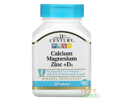 Calcium Magnesium Zinc + D3 21st Century, 90 गोलियाँ