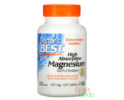 High absorption Magnesium 100% chelated with Albion minerals - 100 mg, 120 गोलियाँ Doctor's Best